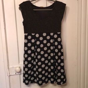 Black and gray polka dot dress